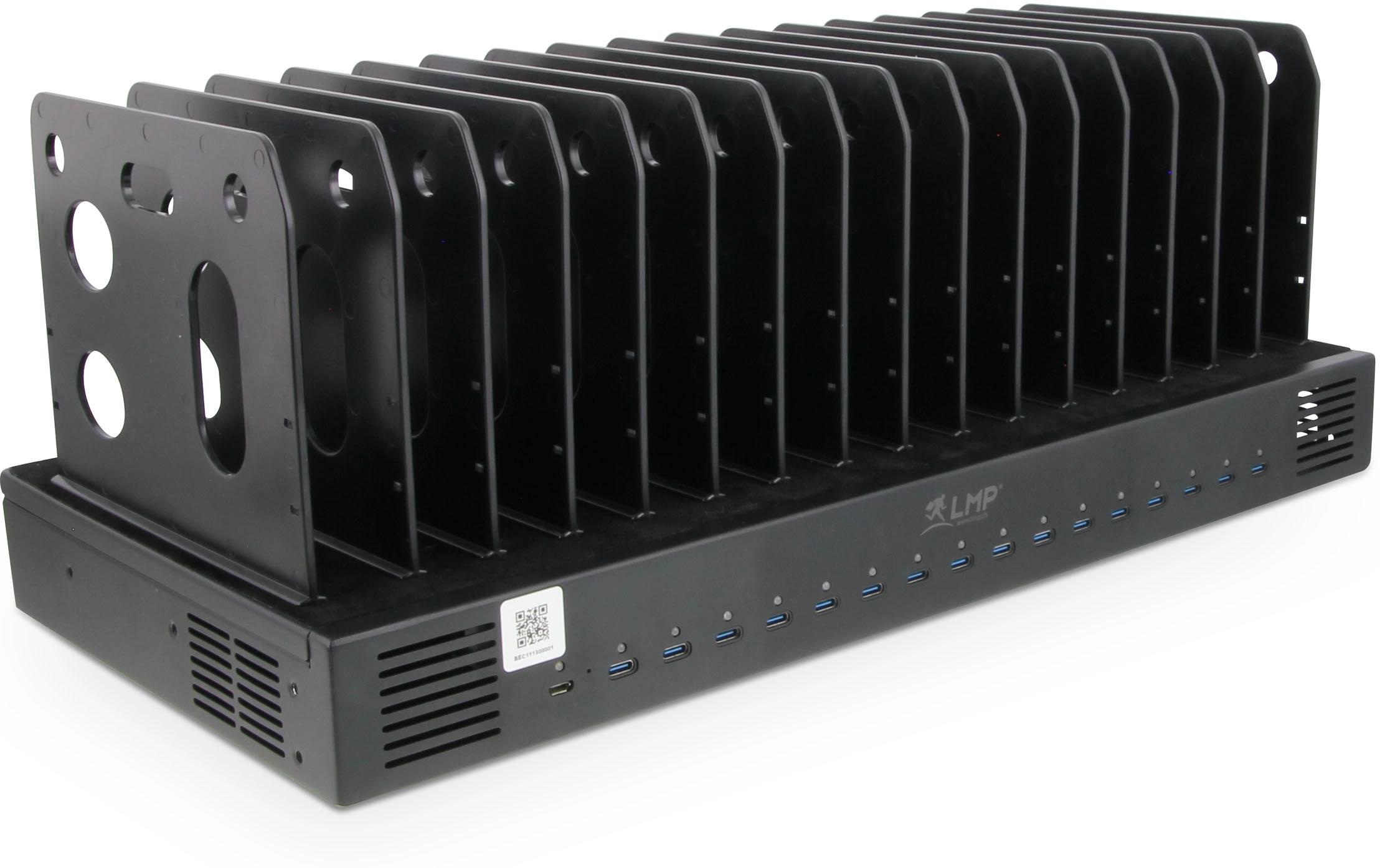 16 Port USB-C SmartCharge 500 W mit Halterung (ohne Kabel)<br>USB-C Ladestation für Laptops, Tablets und Smartphones