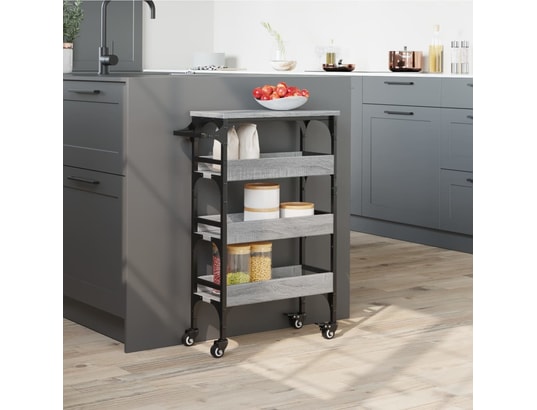 VIDAXL - Chariot de cuisine sonoma gris 53x20x76 cm bois d'ingénierie
