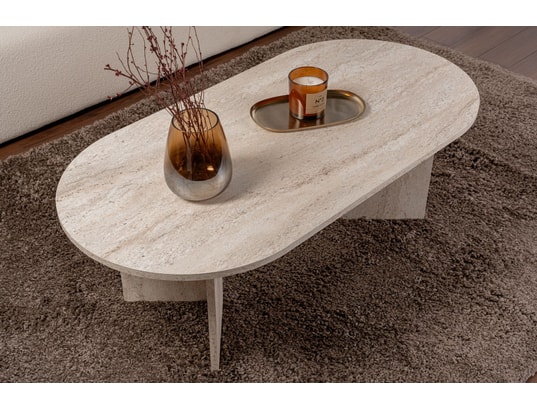 CONCEPT1 - Table basse Sable travertin 119 x 60 x h40cm
