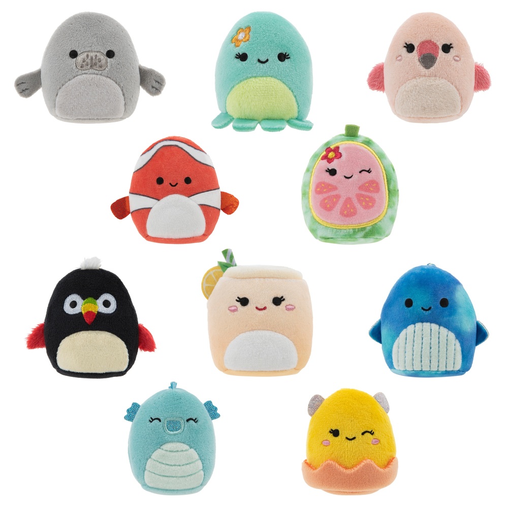 Squishville von Original Squishmallows, 10er-Packung, Urlaubs-Truppe