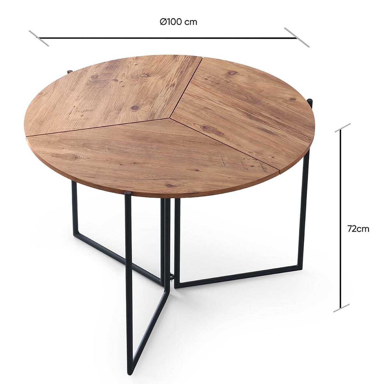 Wooden Art Table de salle à manger yaprak beige - 100x72x100 cm