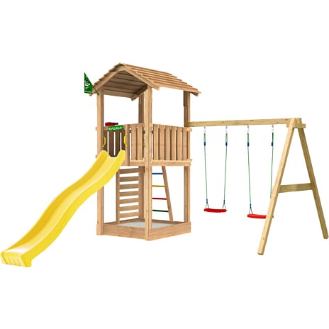 Jungle Gym Cottage 2.1 legetårn inkl. rutsjebane og gyngemodul