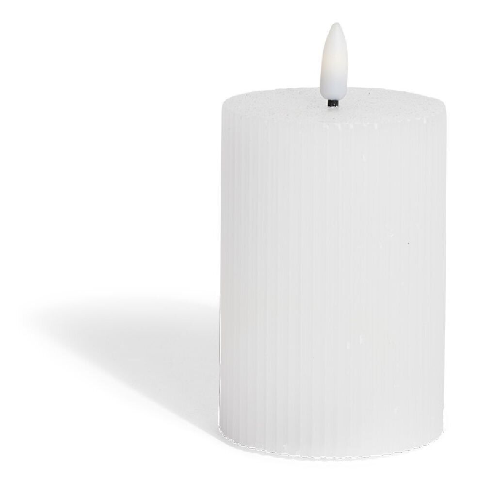 Bougie pilier à LED striée blanc Ø7xH10cm