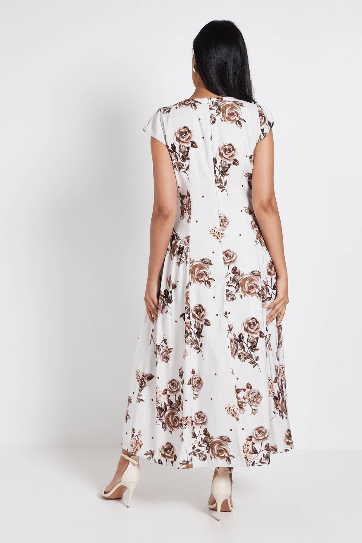 Wallis Robe Midi À Manches Courtes En Sergé Ottoman Imprimé Petite