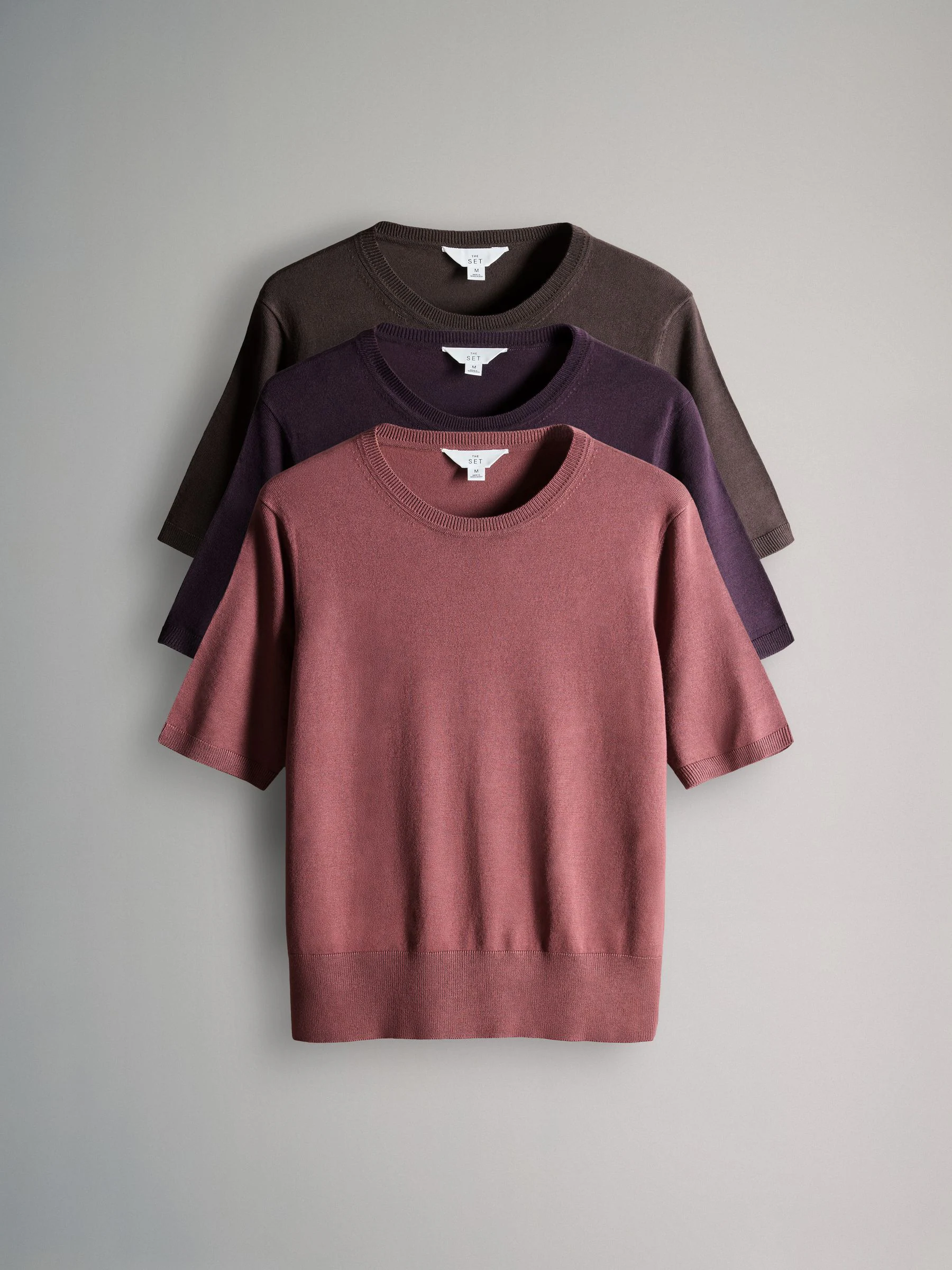 Plum/Dark Pink/Brown - The Set fijngebreide T-shirts