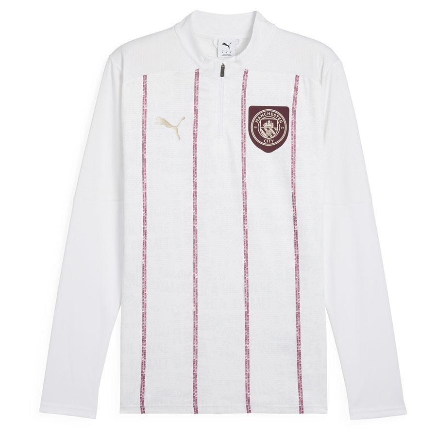 Manchester City Maillot d'Entraînement Avant-Match Fermeture Éclair 1/4 - Blanc/Dark Jasper