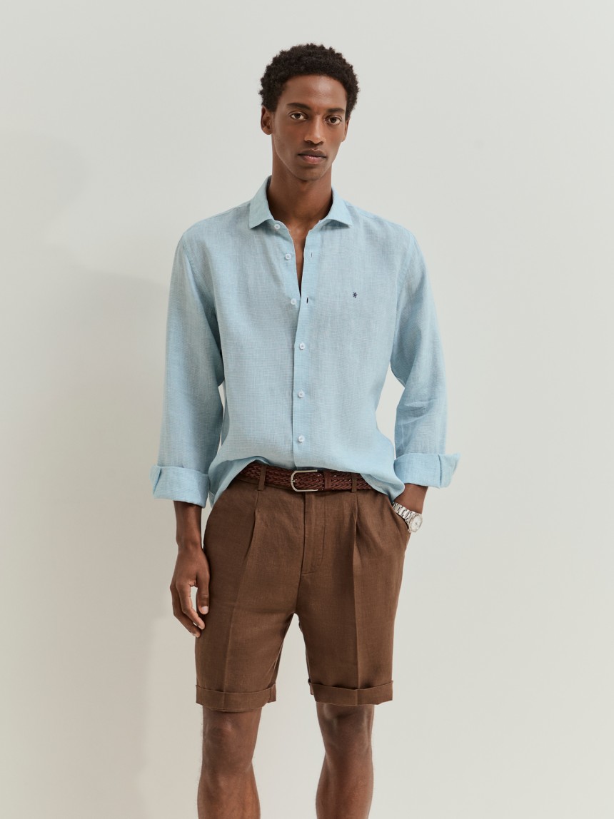 Camisa slim fit em linho