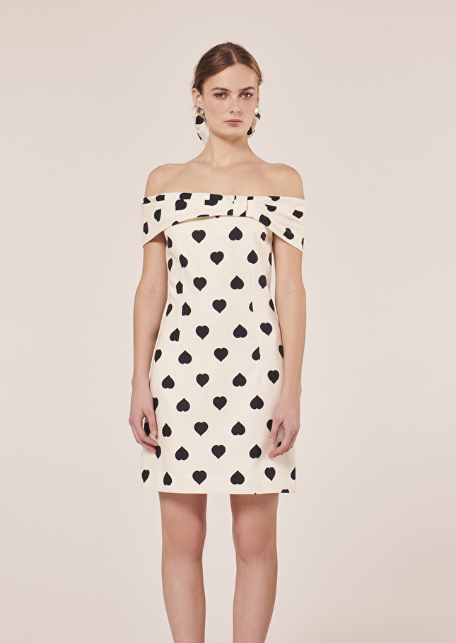 Robe Raulécrue à motif coeur noir