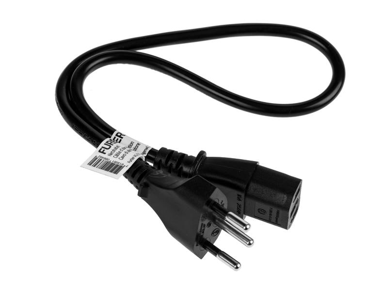 FURBER.power Netzkabel C13-T12 0.5 m Schwarz Kaltgerätekabel H05 VV-F 3G0.75