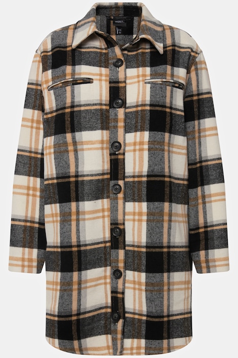 Overshirt, Flanell, Hemdkragen, Oversized, Langarm