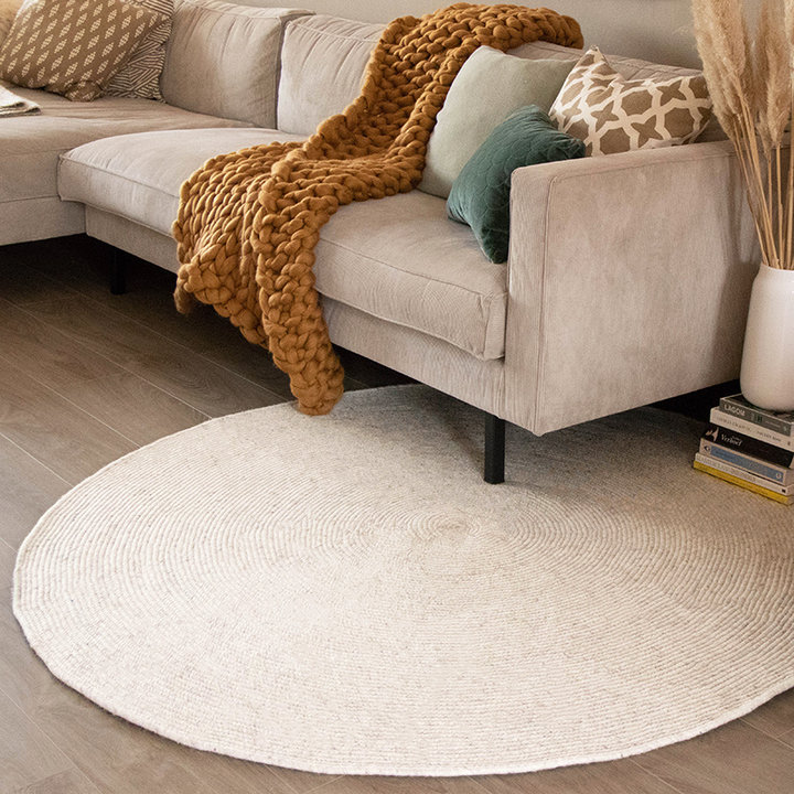 Rond wollen vloerkleed - Wise Wit | Zacht en warm