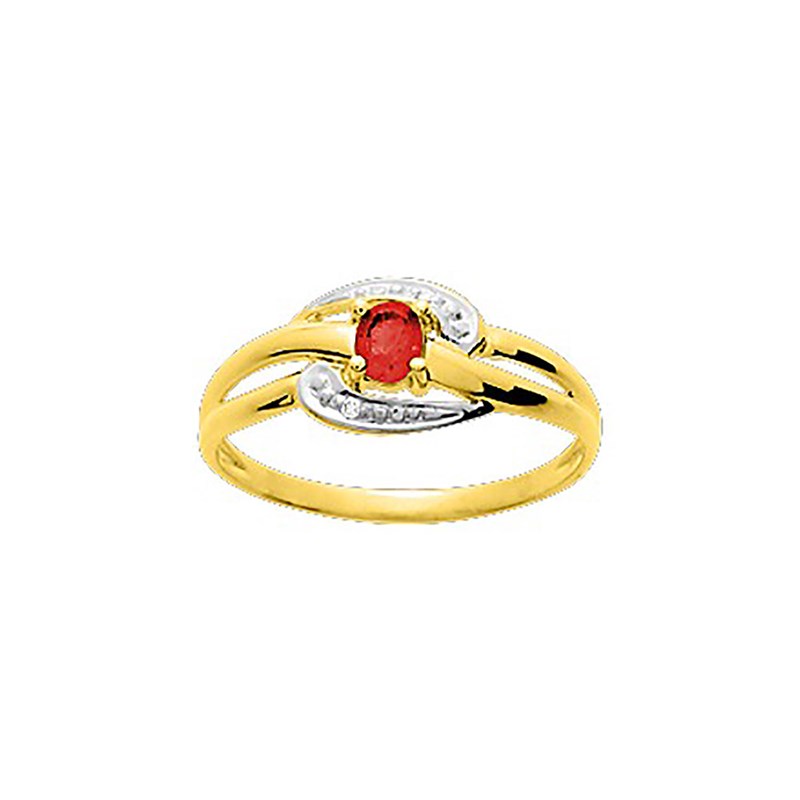 Bague Femme - Rubis - Or 18 Carats - Diamant 0,01 Carats