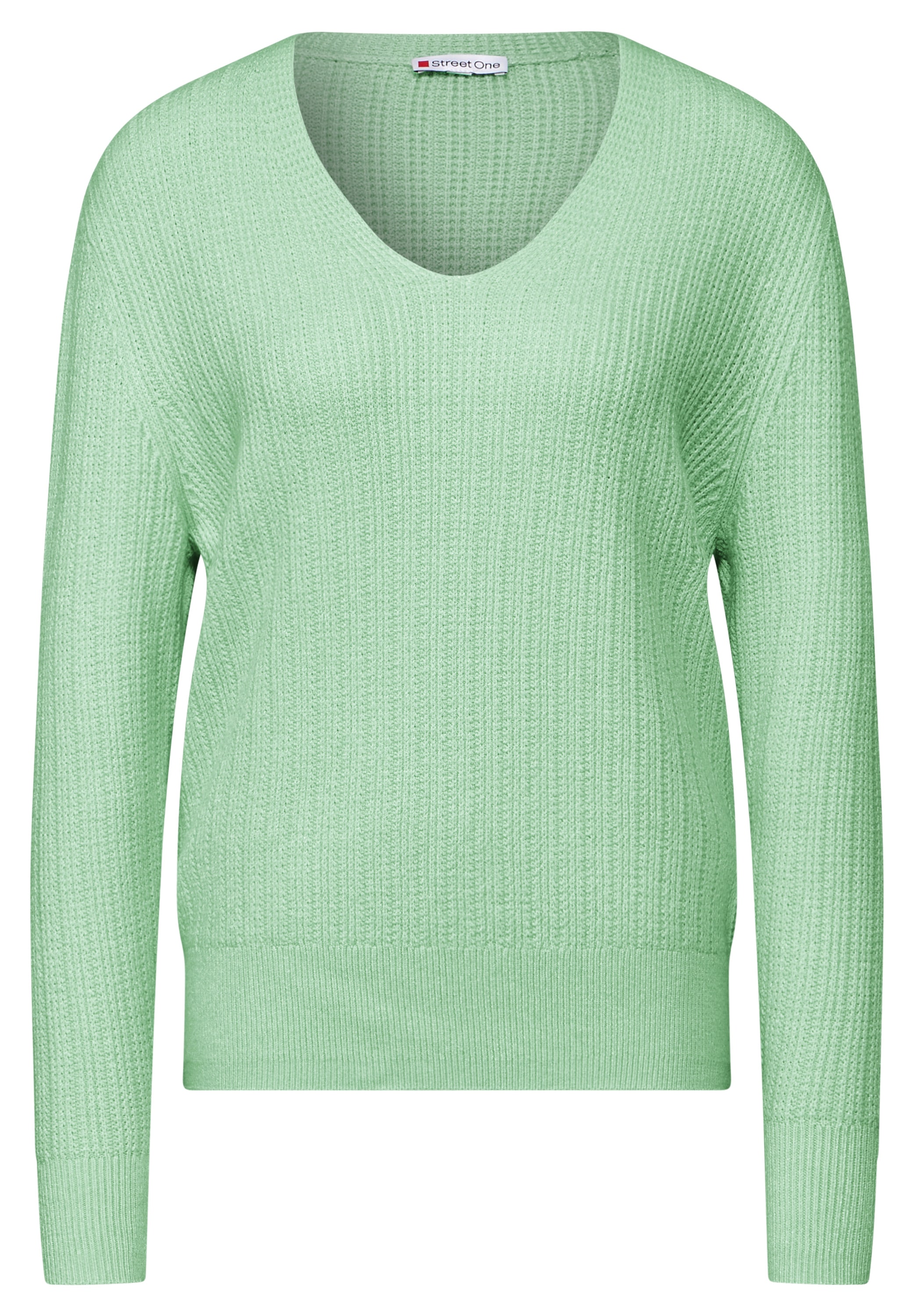 STREET ONE V-Ausschnitt-Pullover mit Rippstruktur