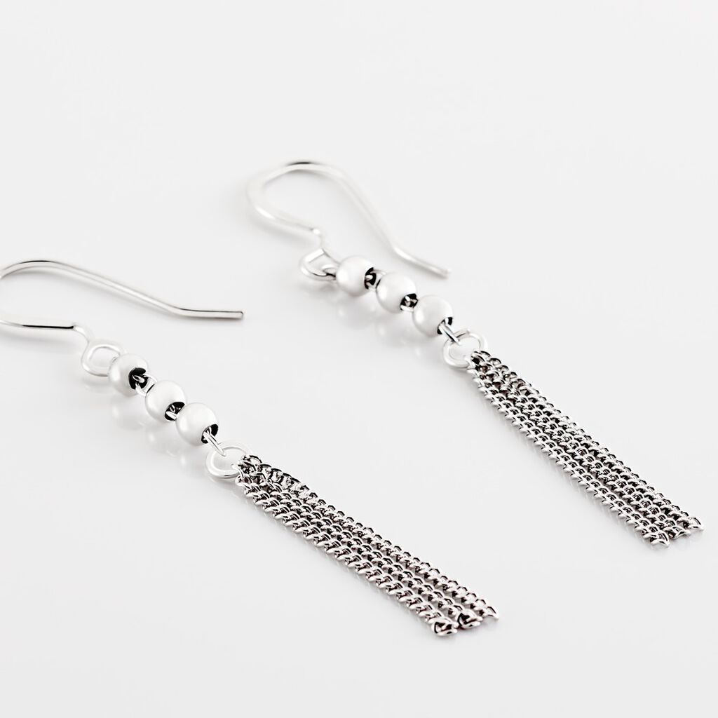 Boucles D'oreilles Pendantes Melodie Argent Blanc