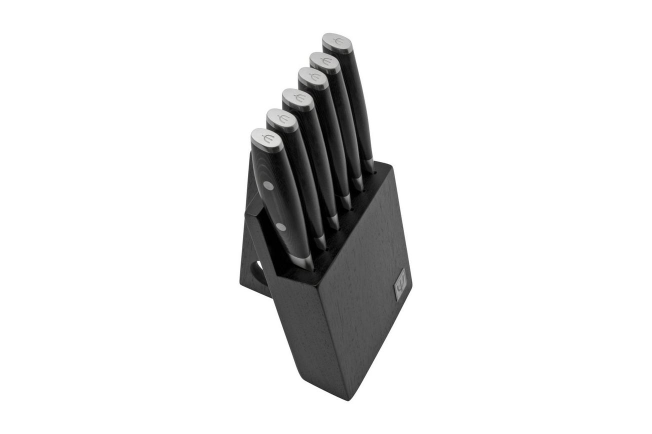 Yaxell Tsuchimon 36771 6-delige steakmessenset met messenblok, zwart