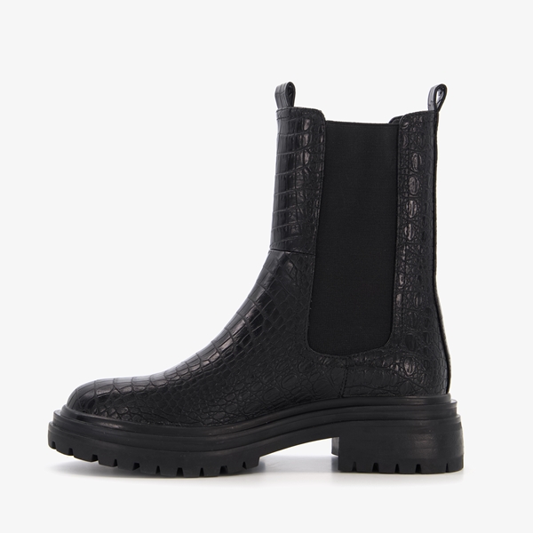 Blue Box dames chelsea boots zwart croco print