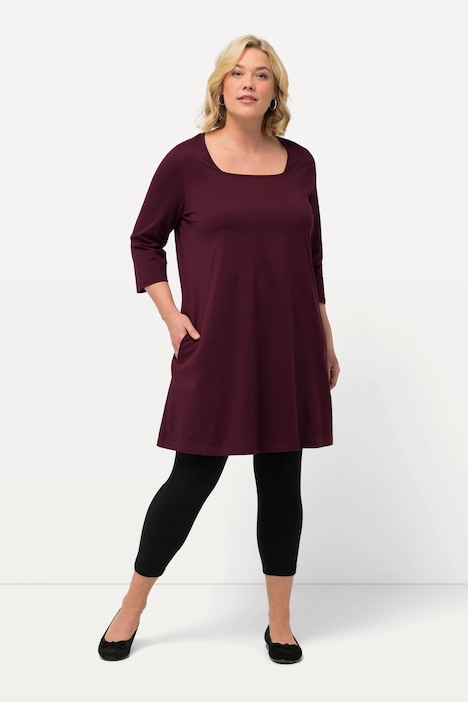 Longshirt, A-Linie, Carree-Ausschnitt, 3/4-Arm