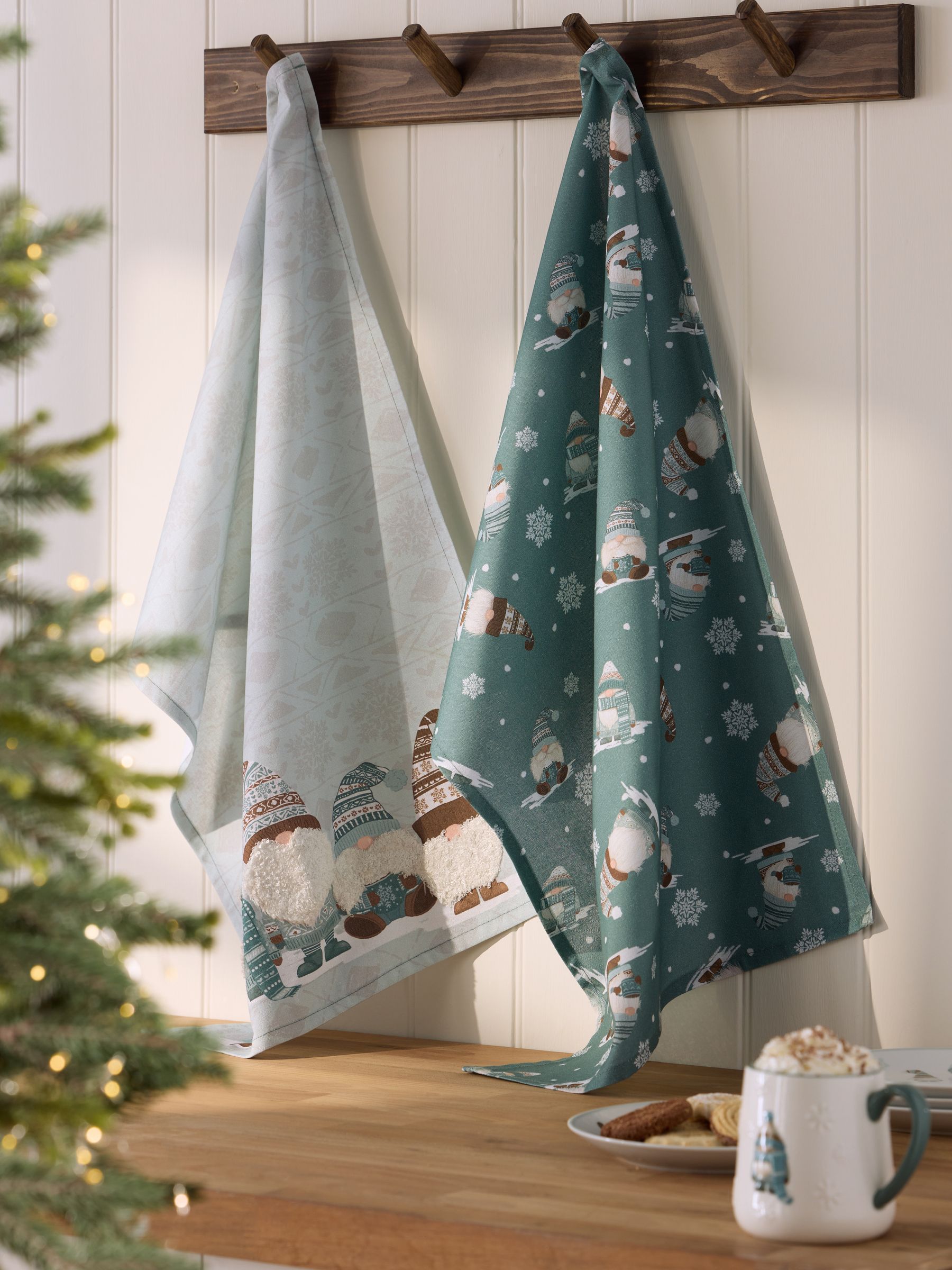 2 theedoeken met kerstgonk
