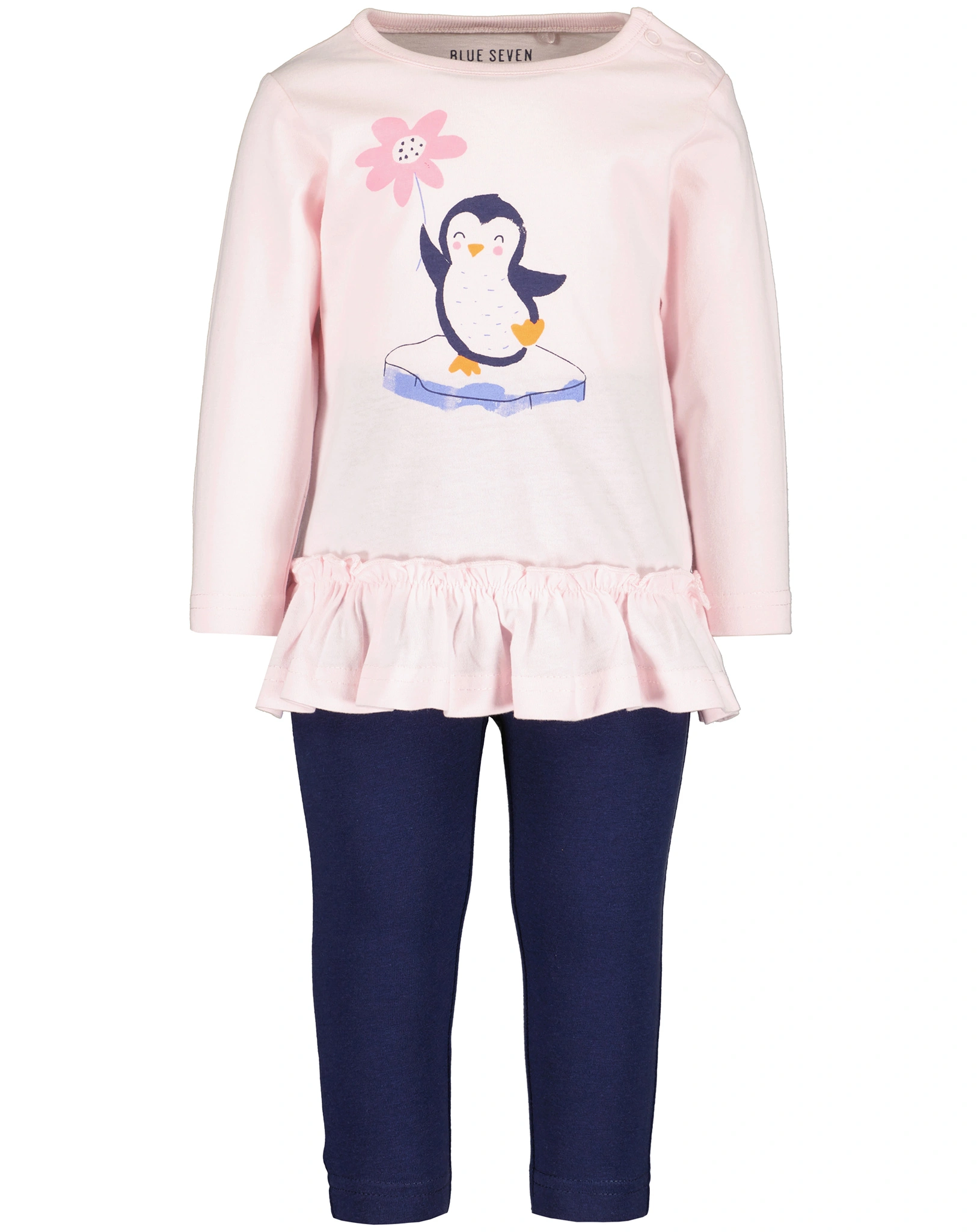Langarmshirt PENGUIN & FLOWER mit Leggings in rosa