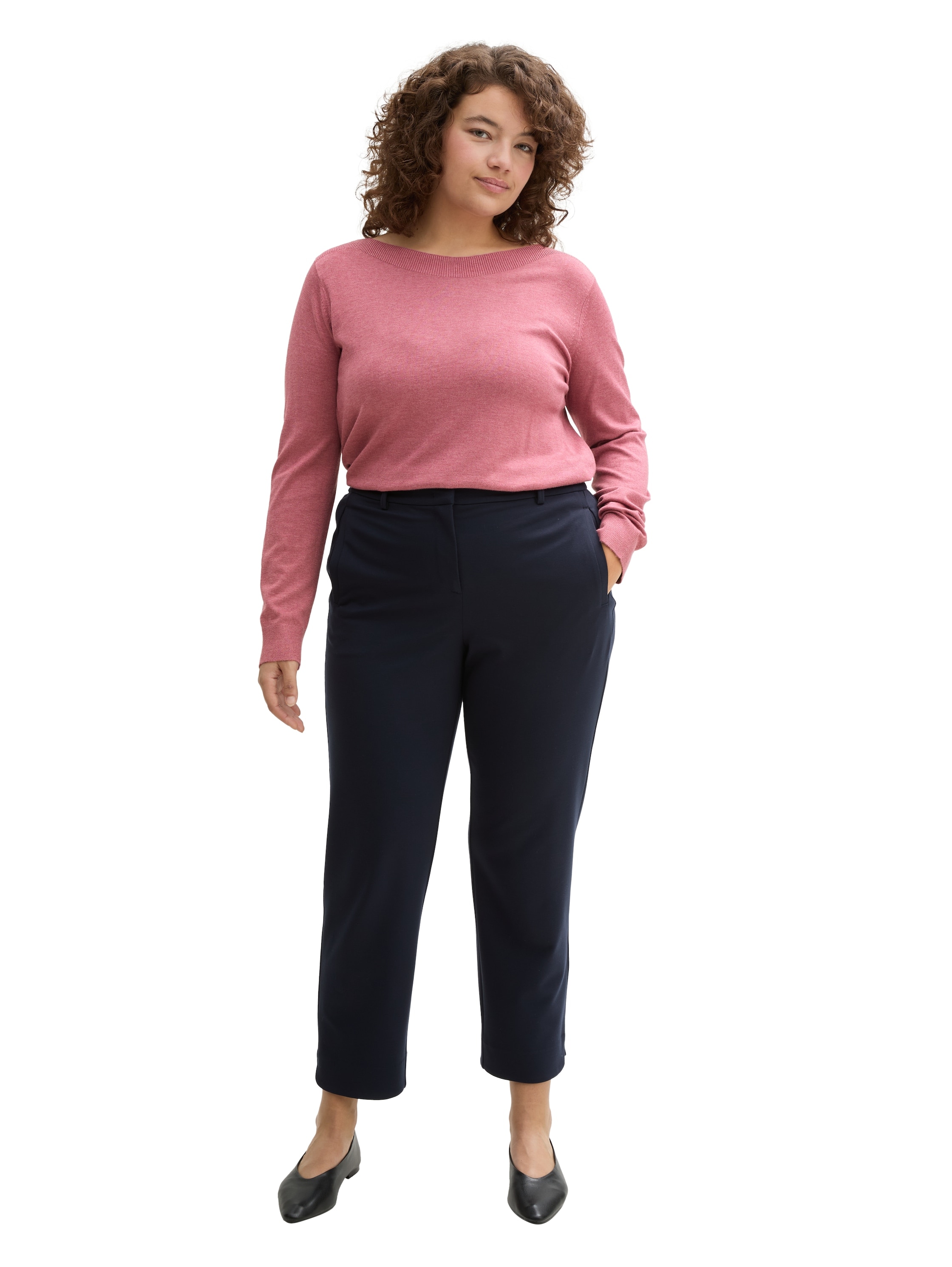 TOM TAILOR PLUS Strickpullover mit U-Boot Ausschnitt