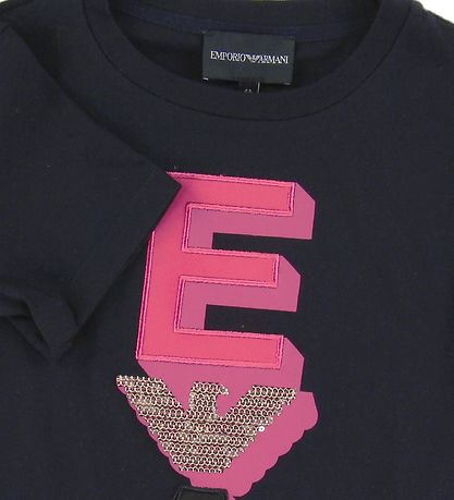 Emporio Armani T-Shirt - Navy m. Pink/Gold
