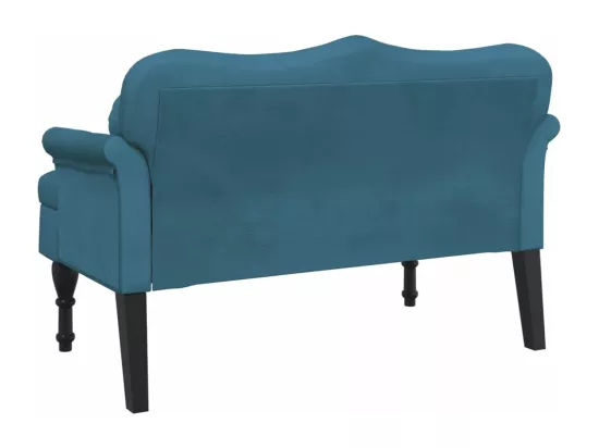 Banc avec coussins bleu 120,5x65x75 cm velours