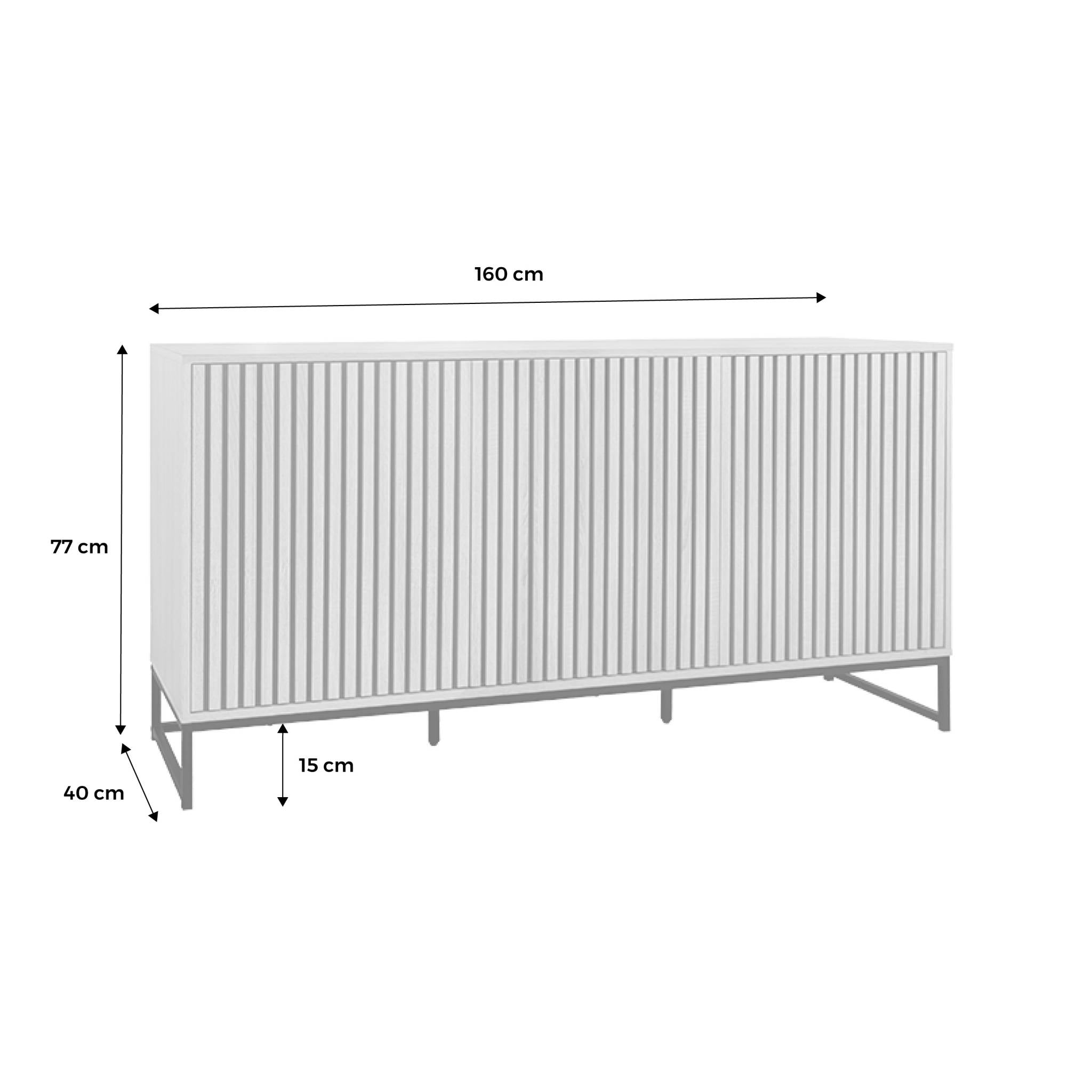 sweeek - Eigentijds 3-deurs dressoir met gegroefd houteffect L 160