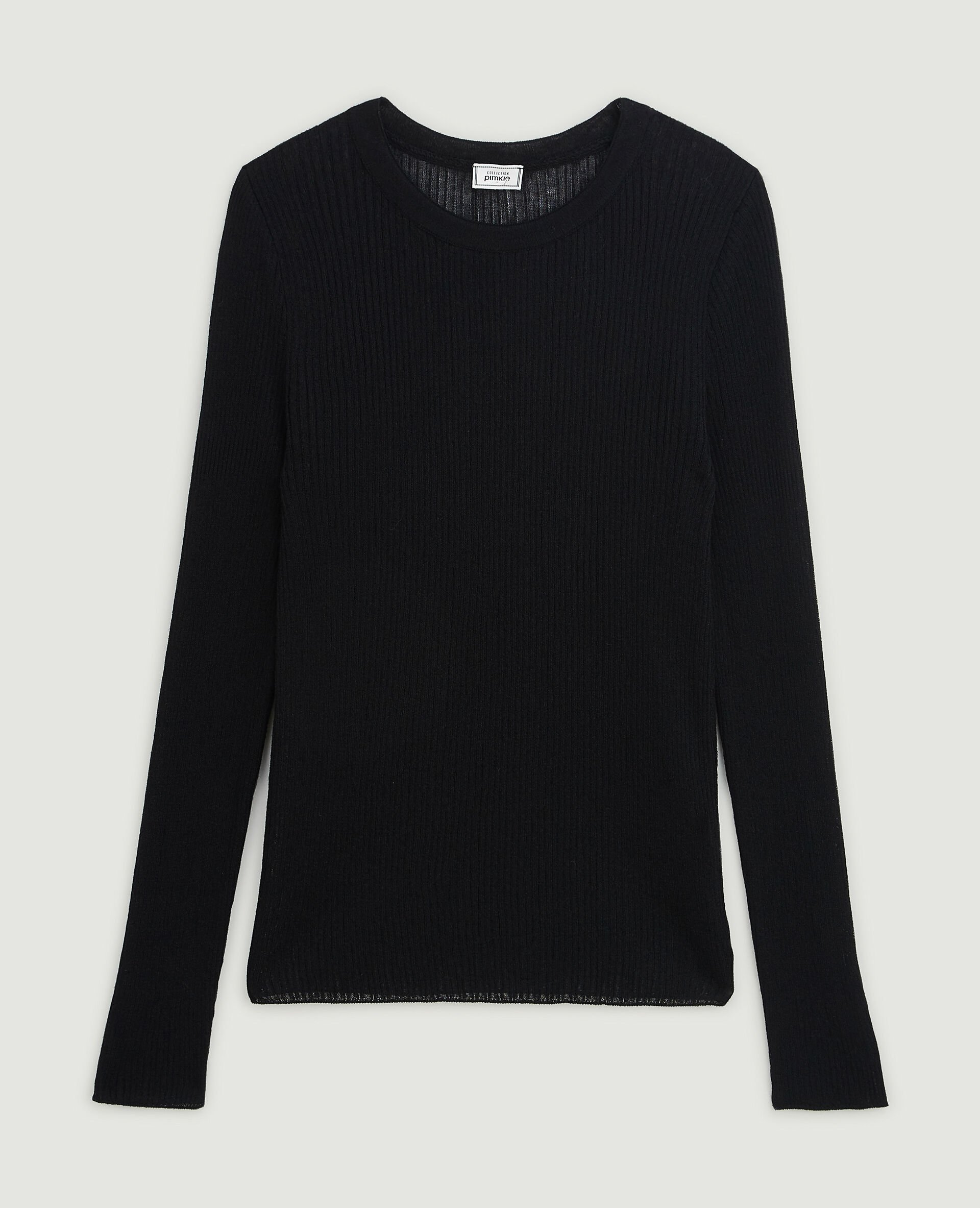 Pull maille côtelée transparente - Noir