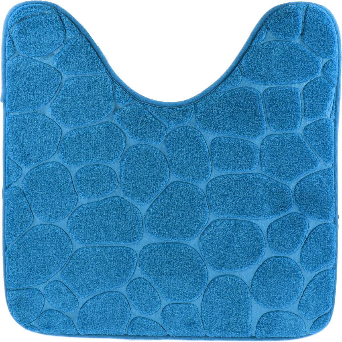 TAPIS CONTOUR WC MEMOIRE DE FORME GALET 45X50CM BLEU CANARD
