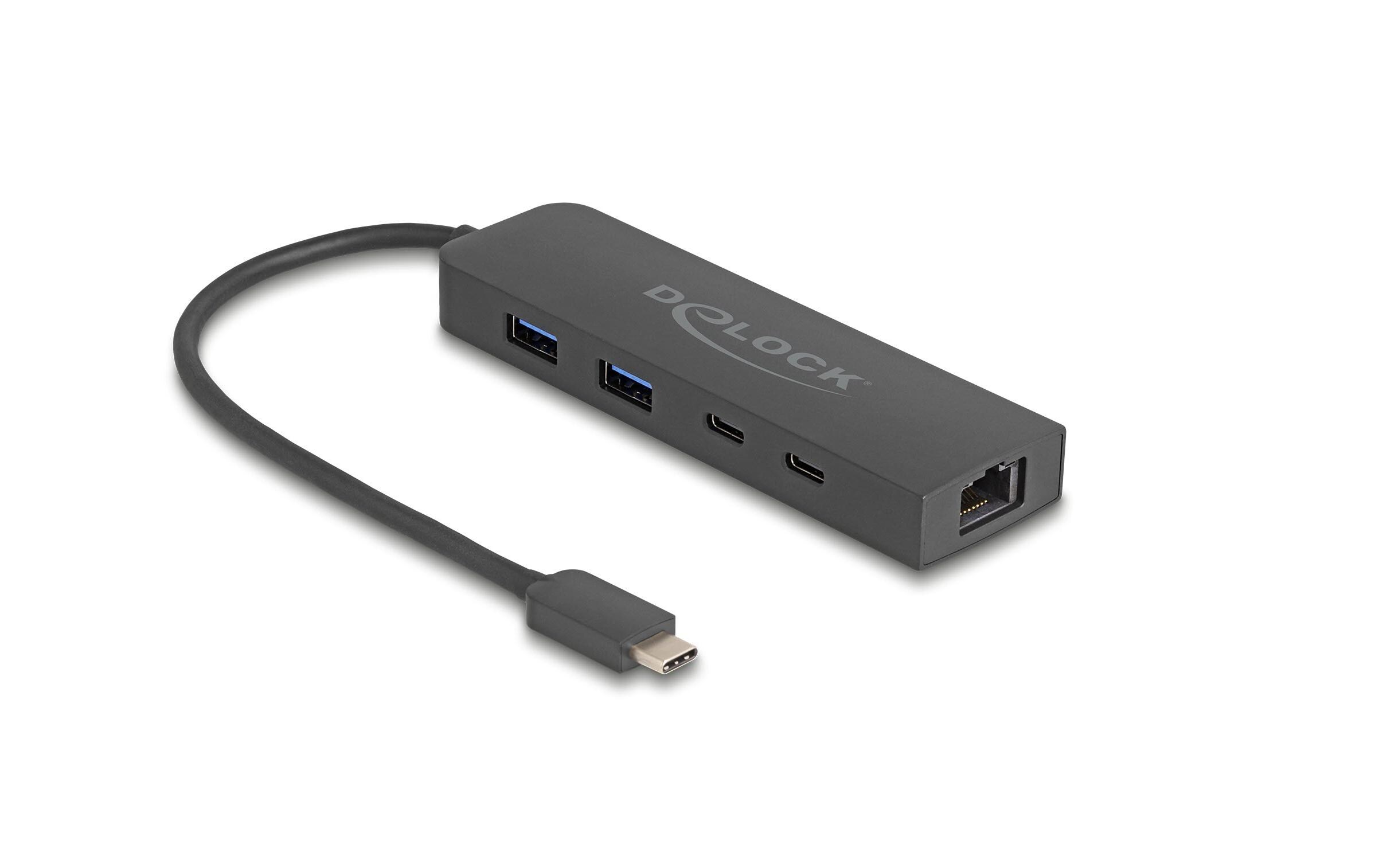USB-Hub USB A/USB C mit 2.5 Gigabit LANDelock 10 Gbps USB Hub mit 2.5 Gigabit LAN Port und PD 85 W