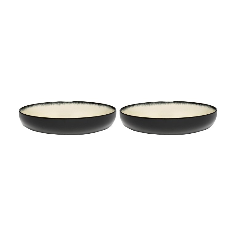 Serax Dé tableware by Ann Demeulemeester diep bord Ø18,5 set van 2 White/Black D