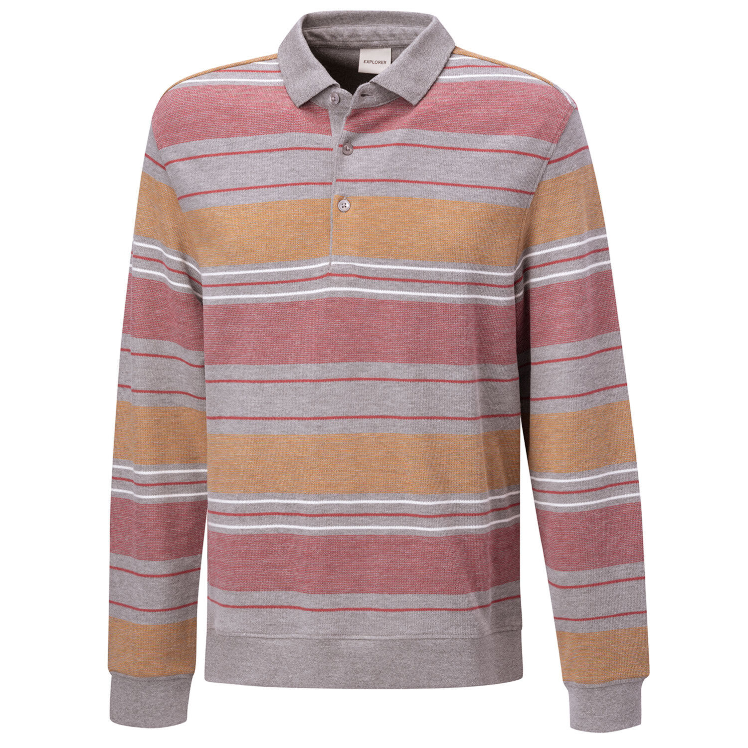 Gestreiftes langarm Poloshirt aus Baumwolle