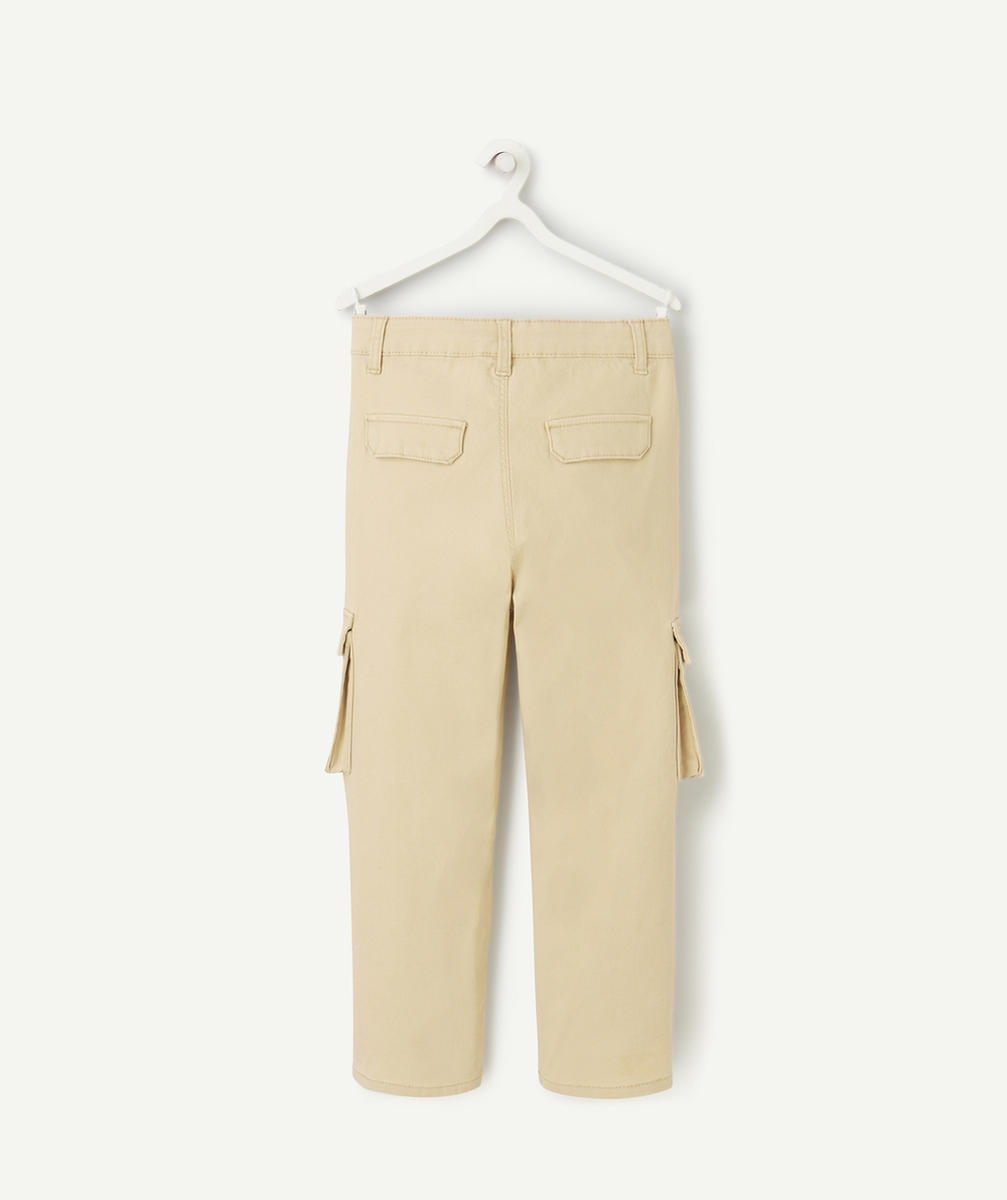PANTALON BAGGY GARÇON BEIGE AVEC POCHES CARGO