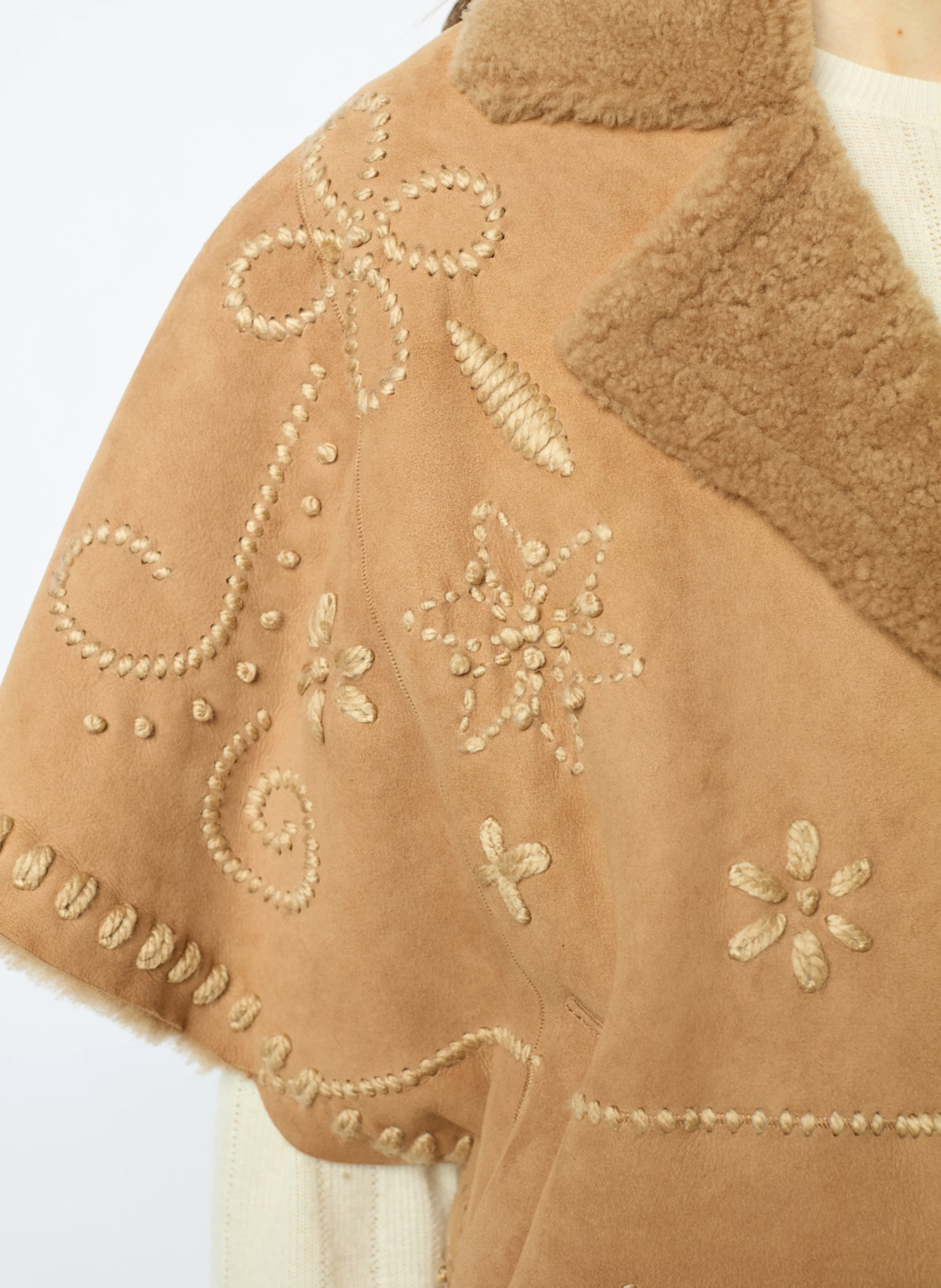 LYSIANNA - Veste oversize col tailleur en cuir | Marron