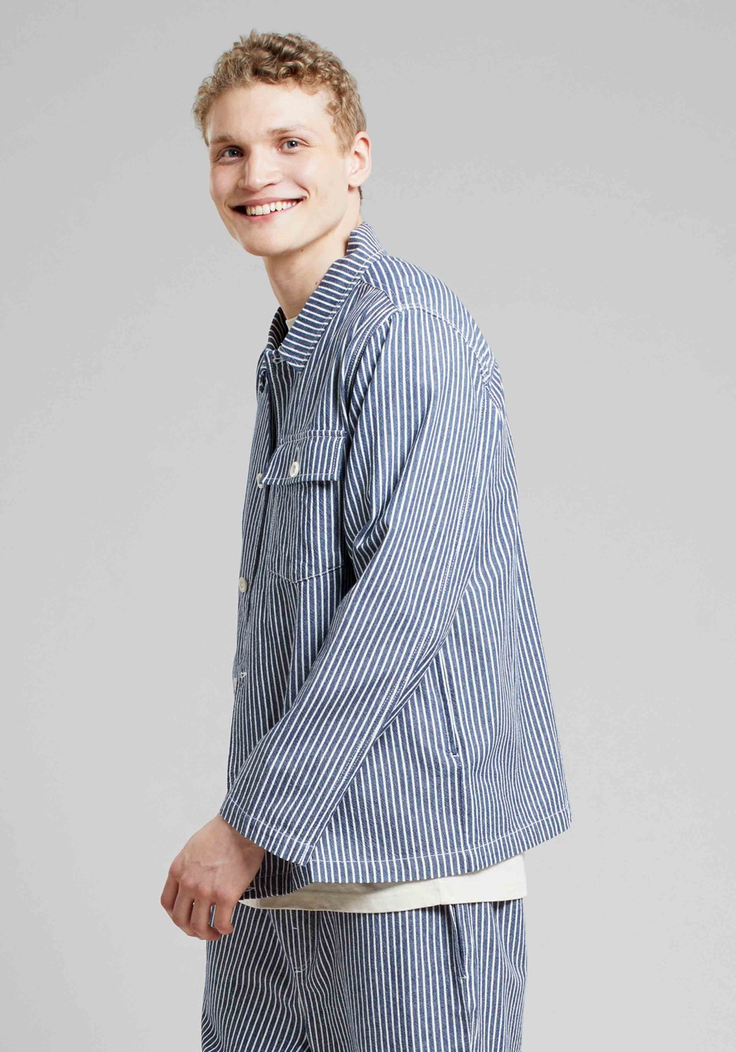 Dedicated Jacke Kangos Stripe Blue
