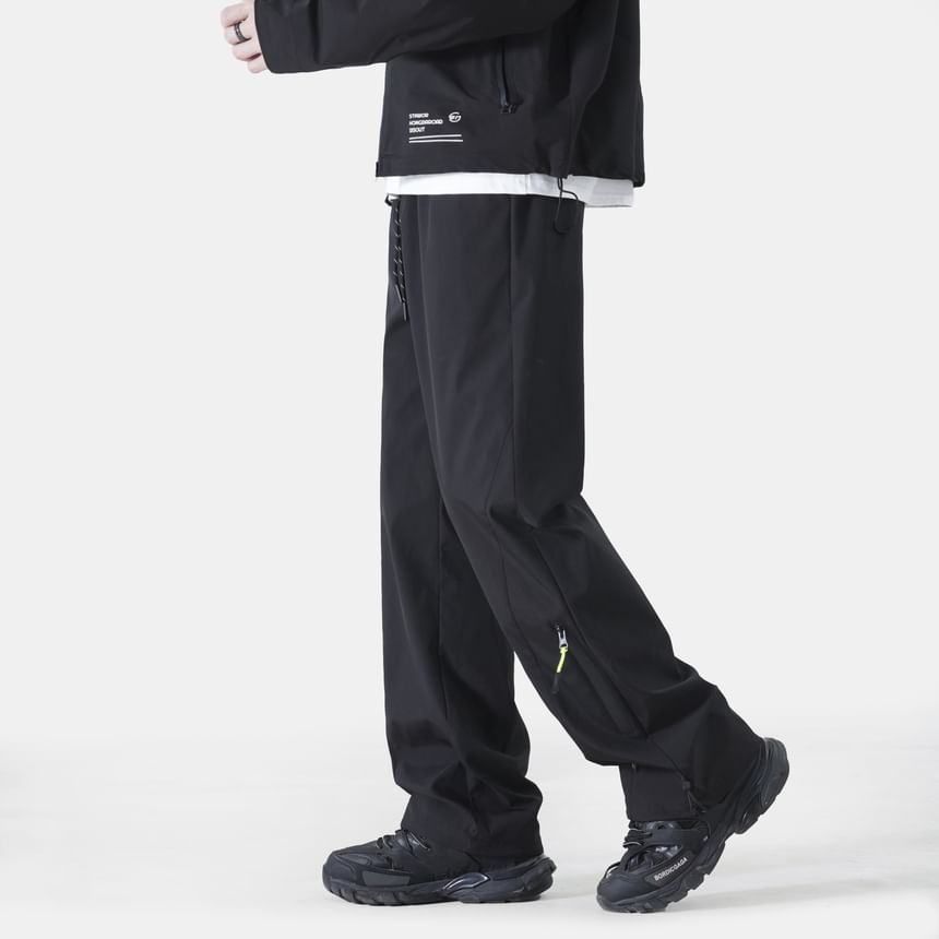 Denimic - Effen rechte broek met trekkoord in de taille