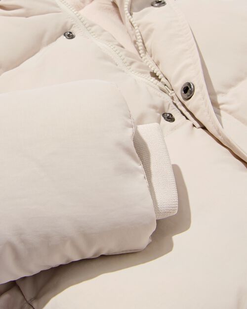 manteau enfant rembourré peluche blanc cassé