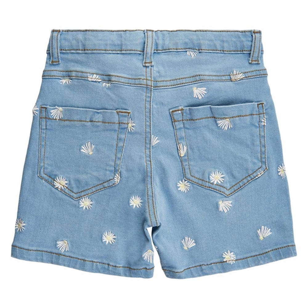 Light Blue Denim Broidery Denim Shorts - The New