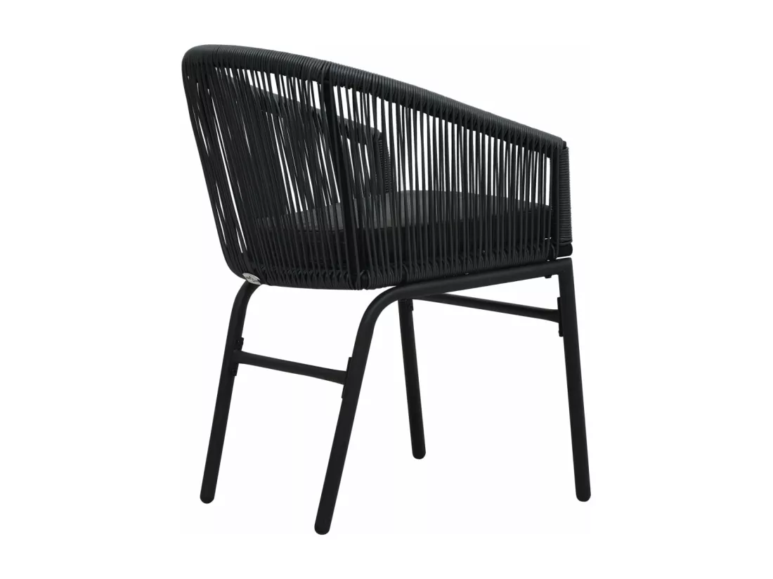 Chaises de jardin 2 pièces Noir Rotin PE
