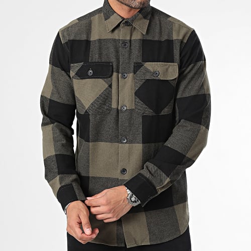 Chemise Manches Longues A Carreaux Darren Vert Kaki