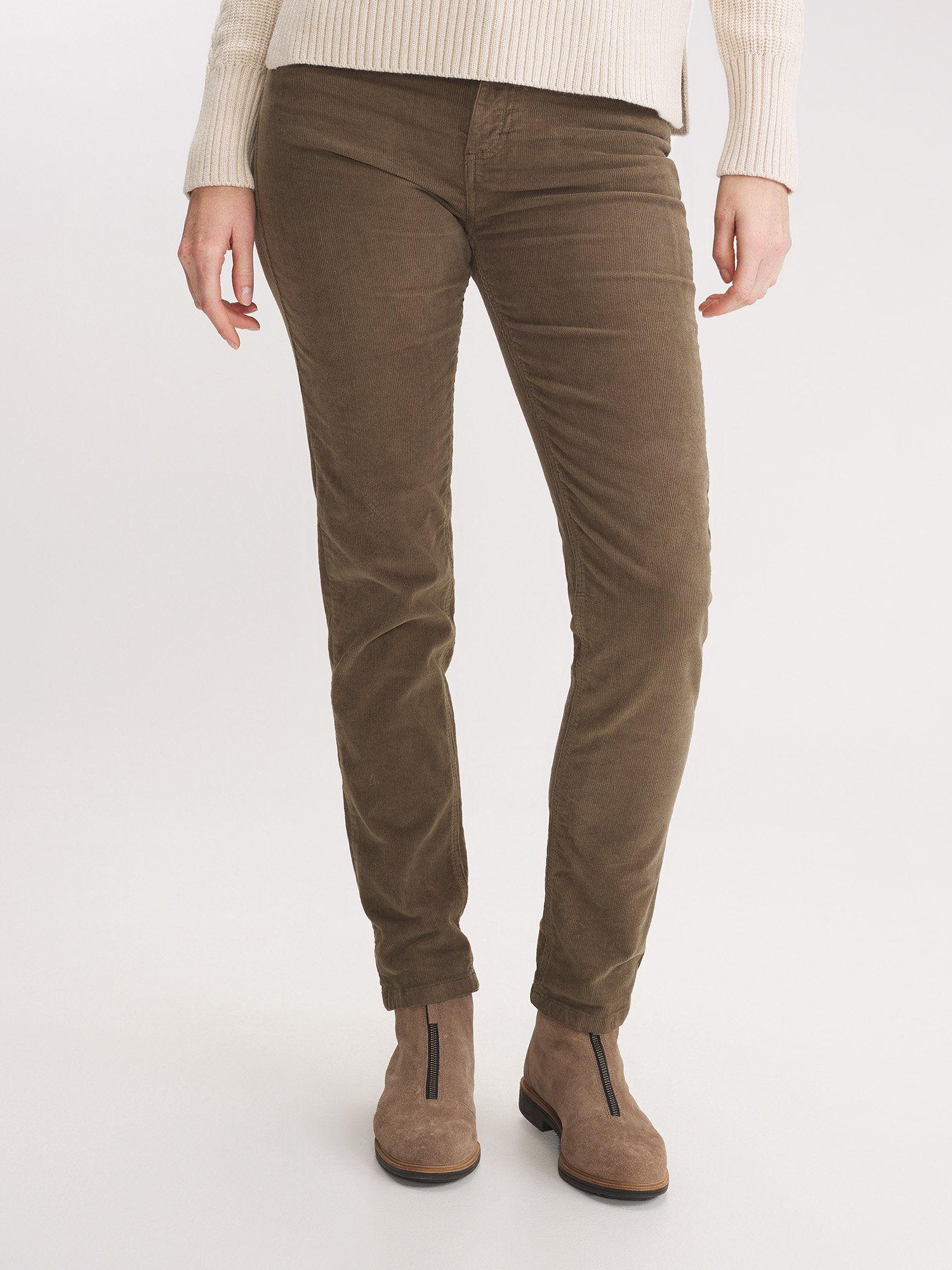 Pantalon Femme Velours Côtelé Kaki