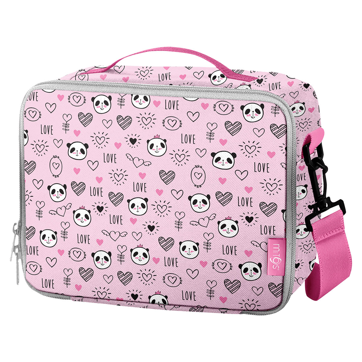LANCHEIRA MITOS PANDA COM ALÇA A TIRACOLO 22X18X8CM