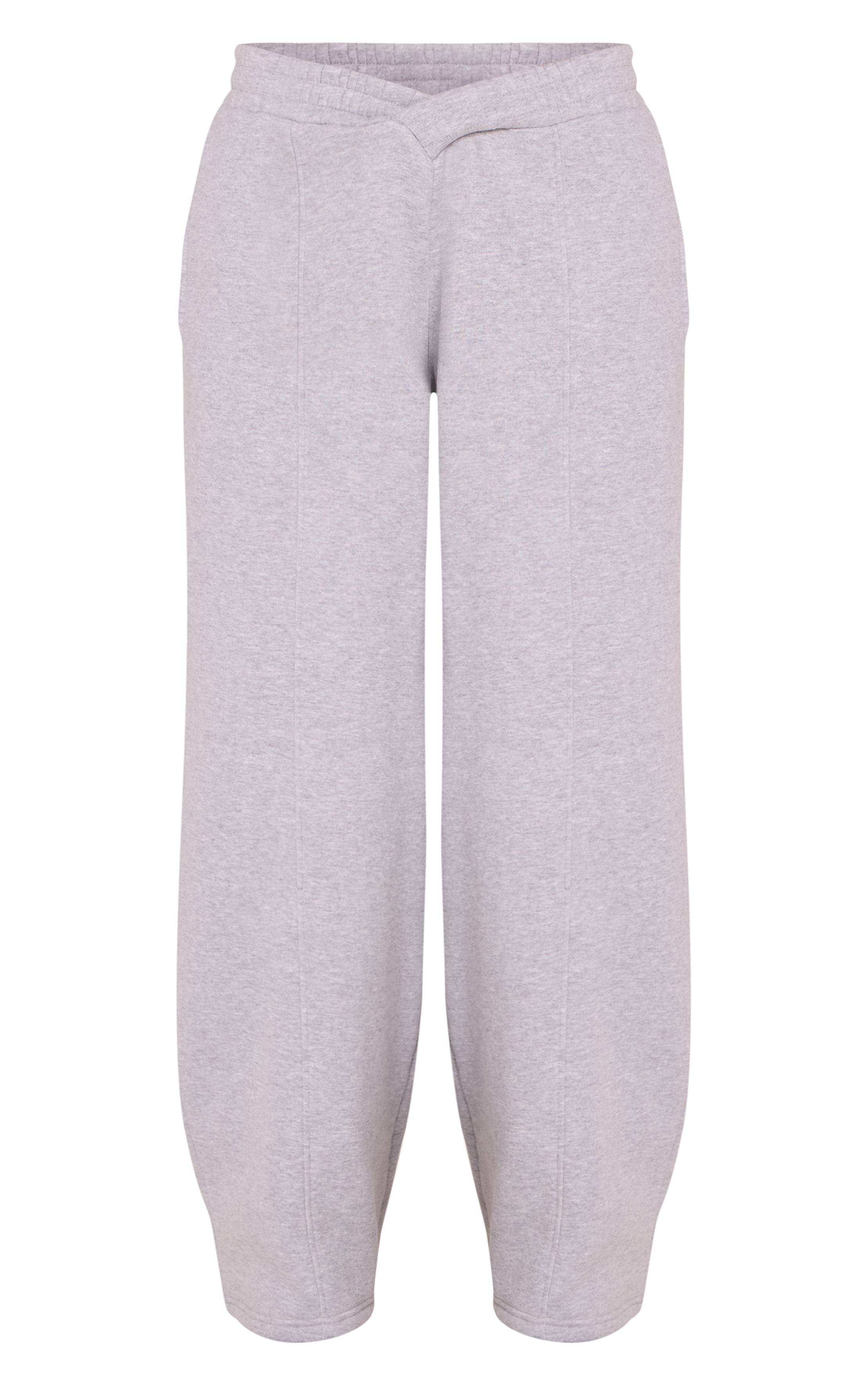 Gris Chiné Joggers En Molleton De Coton Avec Taille Croisée
