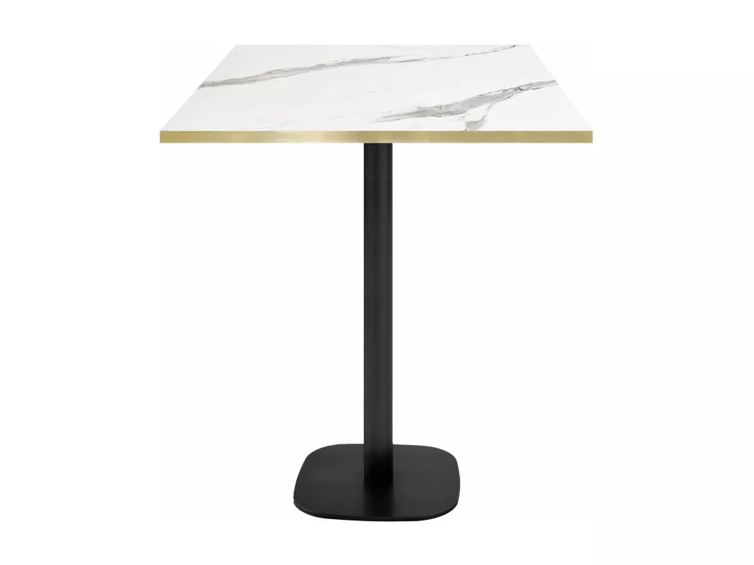 Mange-debout 70 x 70 cm - modèle Round marbre blanc chants laiton