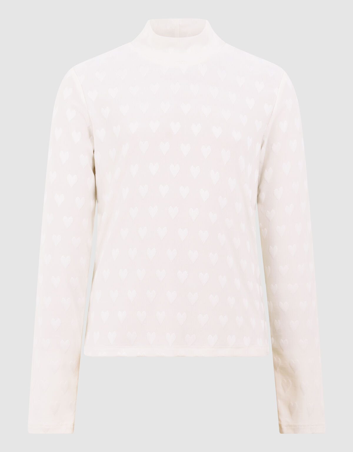 All Over Heart Print Top Gebroken Wit