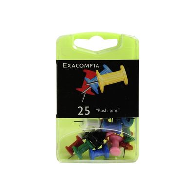 Exacompta - 25 Épingles Push pin's - 10 mm - couleurs opaques assorties