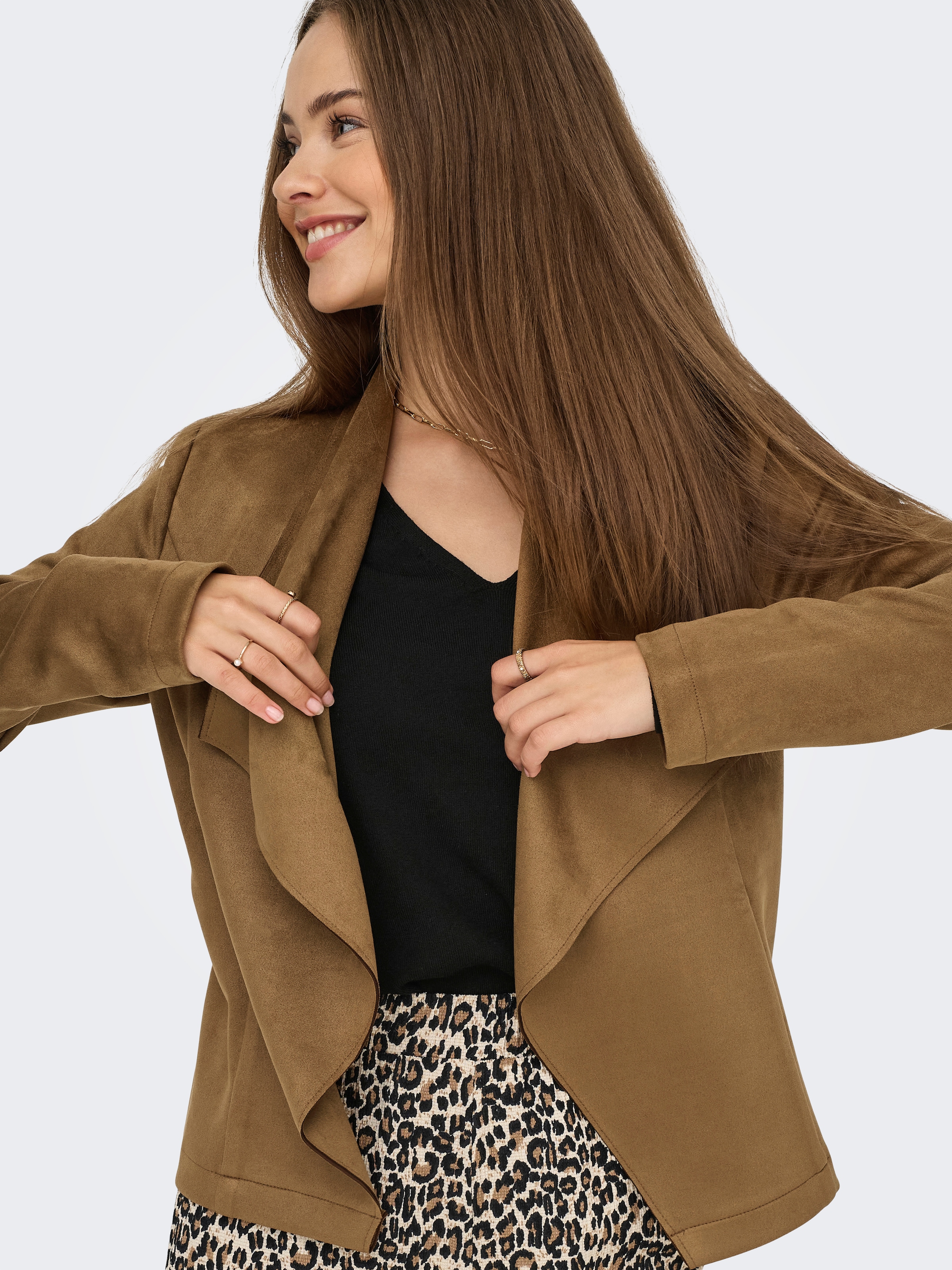 ONLY Kurzjacke »ONLJOLINE FAUX SUEDE DRAPY JACKET OTW« in Wildleder Optik