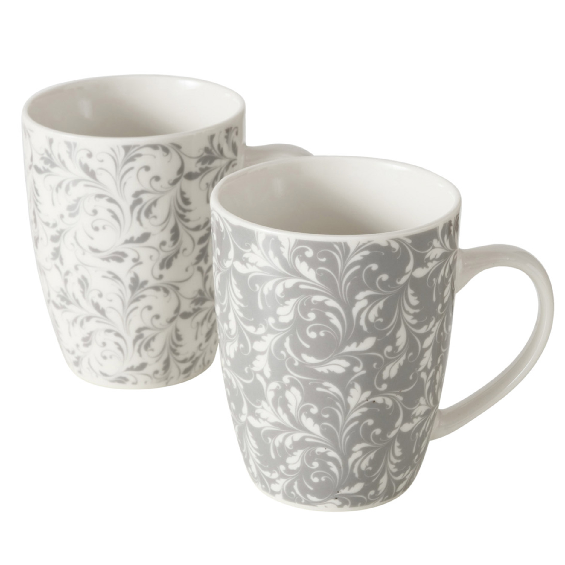 Becher - grau-weiß - Ornament - sortiert