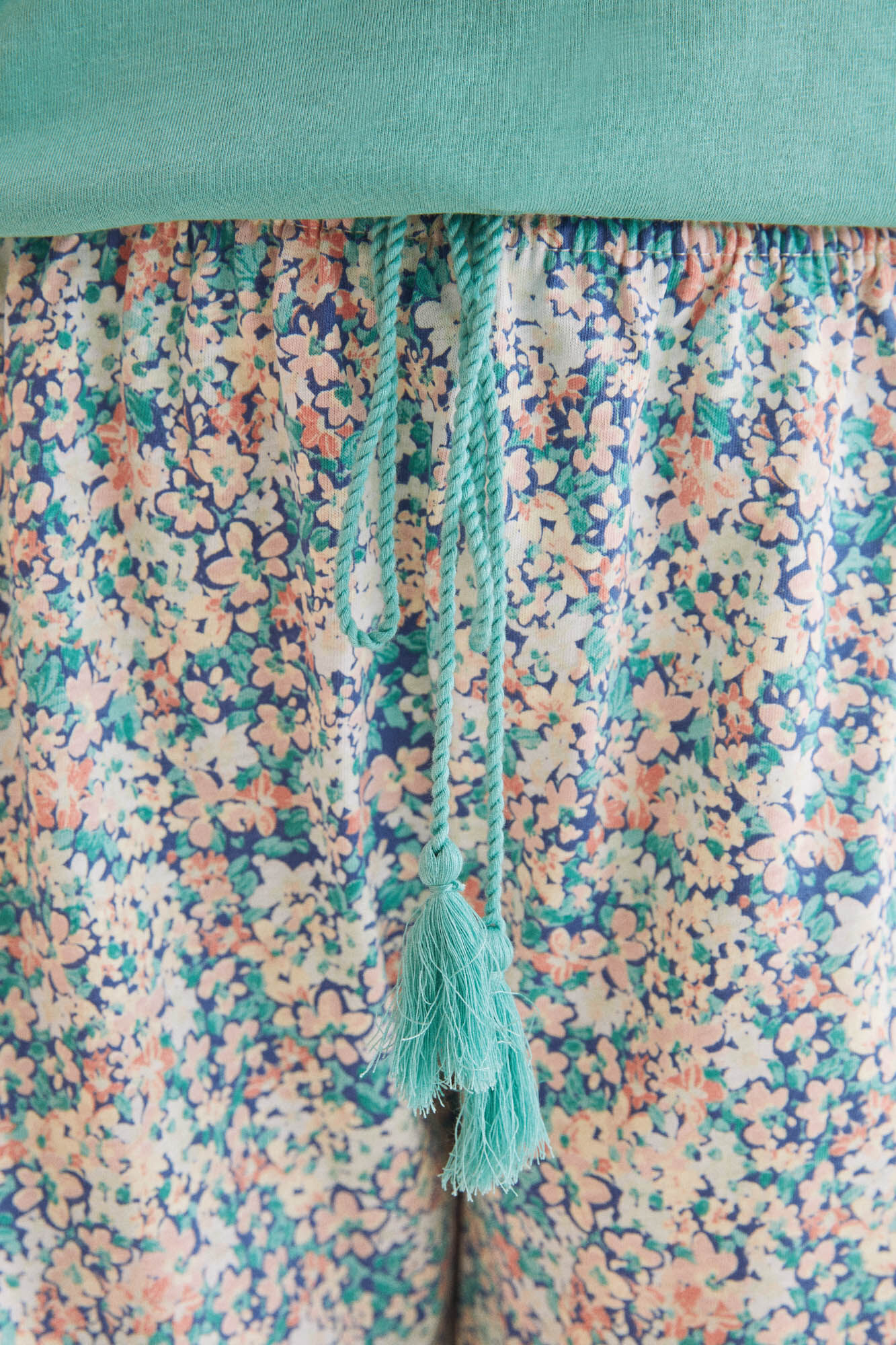 Pijama curto floral 100% algodão - verde