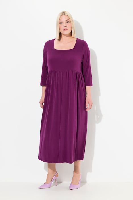 Jerseykleid, A-Linie, Farbe, Carree-Ausschnitt